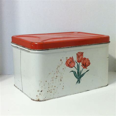 vintage painted metal bread box|vintage metal bread boxes value.